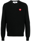 Comme Des Garçons Play Emblem Rhinestone-heart Sweater In Schwarz
