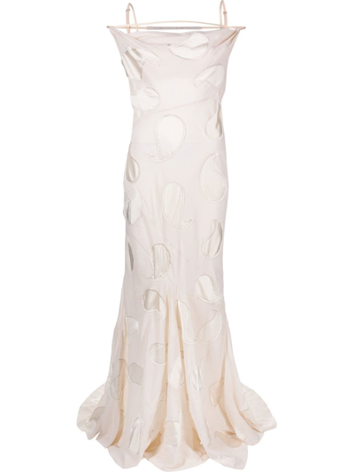 Jacquemus La Robe Draggiu Appliquéd Cotton Gown In Off White Dots Embroidery