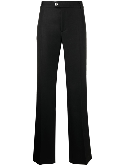 Blumarine Crystal-button Straight-trousers In Black
