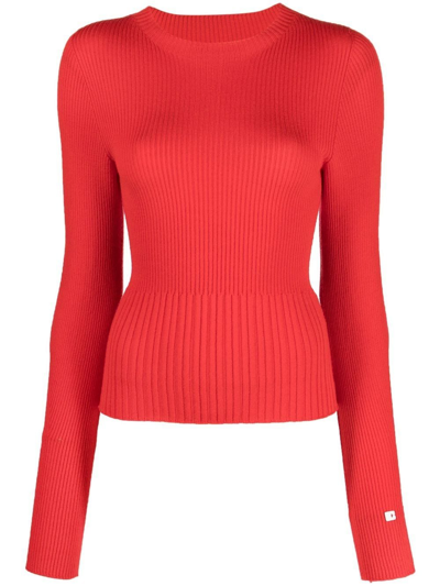 Low Classic Long-sleeve Ribbed-knit Top In Red