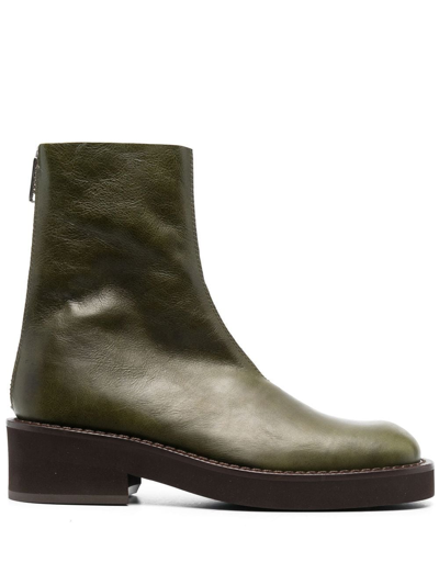 Mm6 Maison Margiela Green Leather Boots In T7429