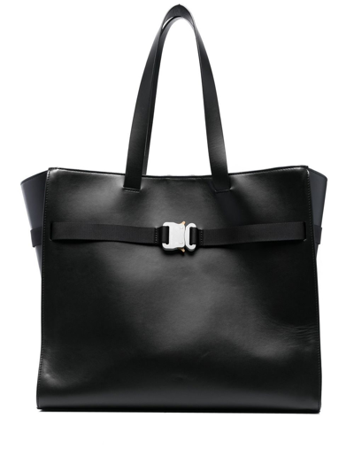 Alyx Buckle-strap Detail Leather Tote Bag In Schwarz