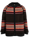 Junya Watanabe Stripe-design Fringed Padded Jacket In Braun