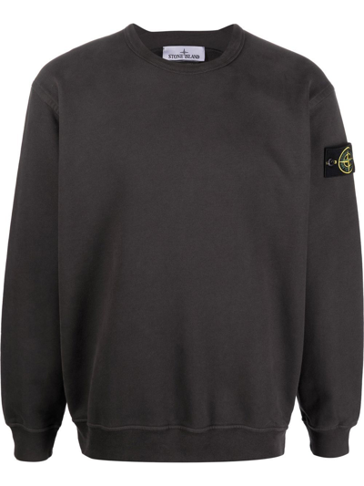 Stone Island Compass-patch Crew-neck Sweatshirt In Grau | ModeSens