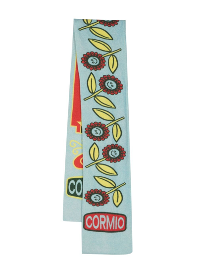 Cormio Logo-print Floral Scarf In Limoncello &amp; Pomodoro