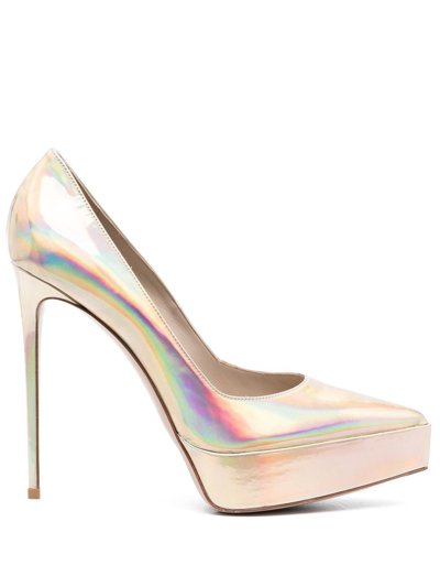 Le Silla Iridescent-finish 140mm Pumps In Nude