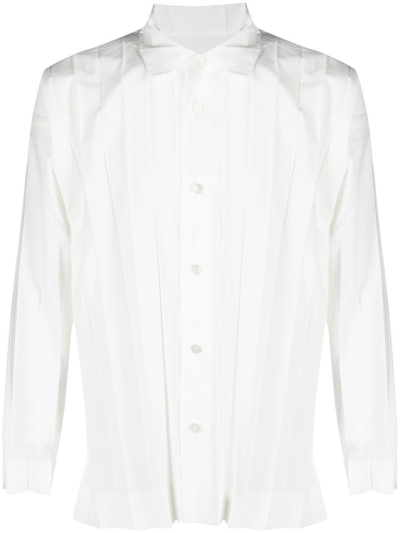 Issey Miyake Edge Pleated Shirt In Weiss