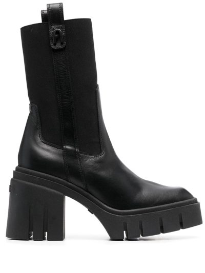 Furla Ridged 95mm Block-heel Boots In Schwarz