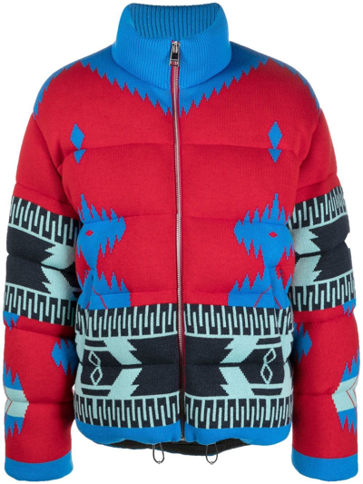 Alanui Icon Jacquard Padded Jacket In Red