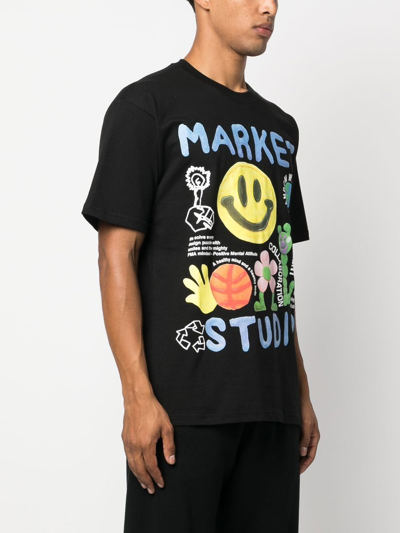 Market Smiley Collage Graphic T-shirt In Black