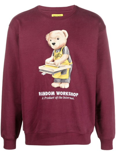 Market Random Workshop Bear Sweatshirt In Burgundy