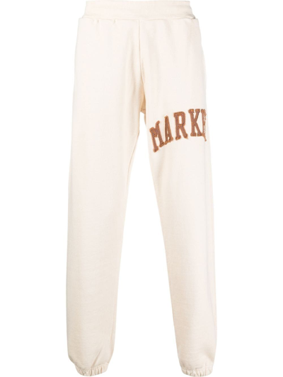 Market Embroidered-logo Track Trousers In Sand