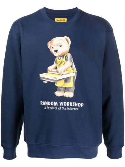 Market Random Workshop Bear Sweatshirt In Blu