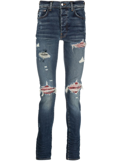 Amiri Blue Mx1 Bandana Skinny Jeans