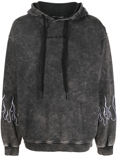 Vision Of Super Grey Hoodie With Embroidery White Flames