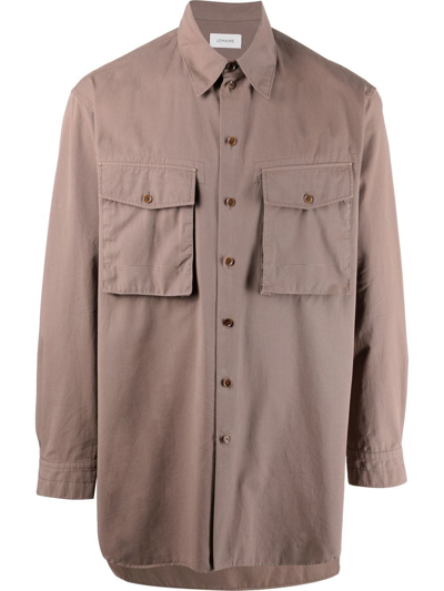 Lemaire Chest-pocket Shirt In Brown