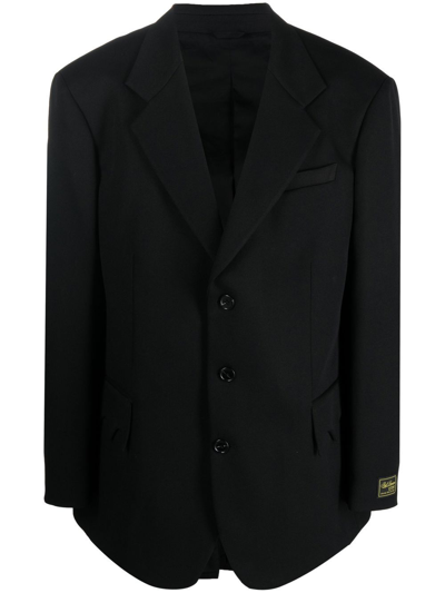 Raf Simons Jagged-pocket Single-breasted Blazer In Black