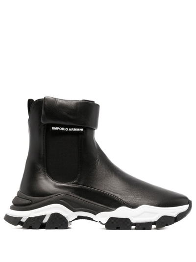 Emporio Armani Sneaker-style 35mm Ankle Boots In Black
