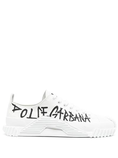Dolce & Gabbana Graffiti-print Low-top Sneakers In White
