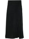 Semicouture Silk-blend High-waisted Midi-skirt In Schwarz