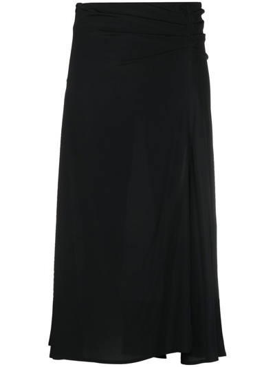 Semicouture Silk-blend High-waisted Midi-skirt In Black