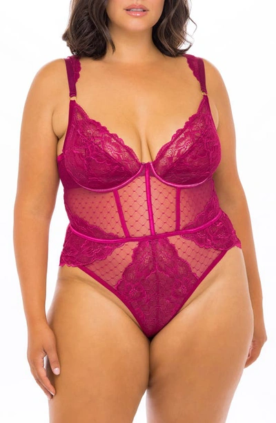 Oh La La Cheri Underwire Thong Teddy In Cherries Jubilee