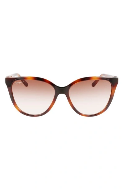 Ferragamo 57mm Gradient Cat Eye Sunglasses In Tortoise