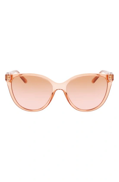 Ferragamo 57mm Gradient Cat Eye Sunglasses In Lobster Transparent
