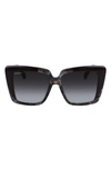 Ferragamo 55mm Gradient Rectangular Sunglasses In Grey Marble/ Bordeaux