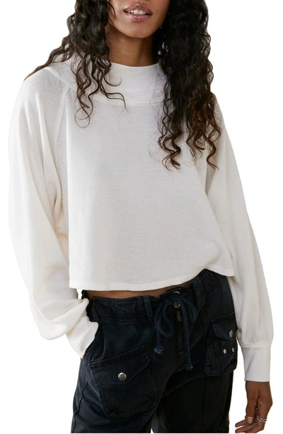 Free People Fun Times Boxy Turtleneck Top In Ecru