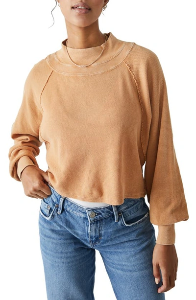 Free People Fun Times Boxy Turtleneck Top In Golden Nugget