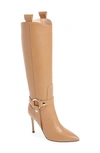 Beautiisoles Phoebe Knee High Boot In Beige Soft Leather