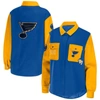 Wear By Erin Andrews Women's  Blue, Gold St. Louis Blues Colorblock Button-up Shirt Jacket In Blue