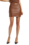 Good American Better Than Leather Faux Leather Miniskirt In Burnt Caramel002