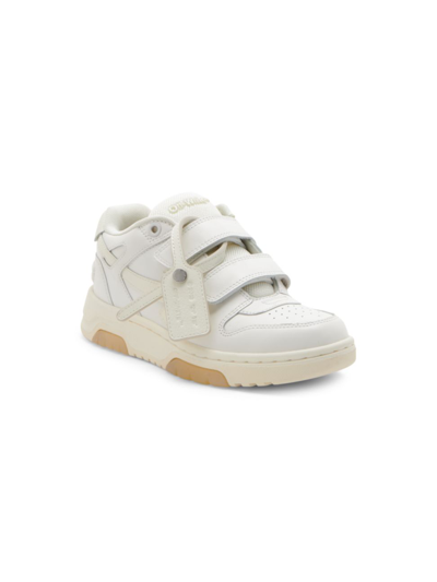 Off-white Kids' Out Of Office Logo-embroidered Leather Low-top Trainers 4-10 Years In White/oth
