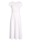 Another Tomorrow Short-sleeve Jersey Midi-dress In White