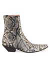 Acne Studios Snake Print Leather Ankle Boots In Multi Beige