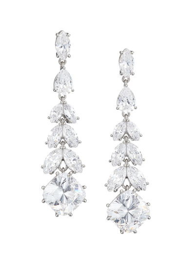 Adriana Orsini Women's Saffron Rhodium-plated & Cubic Zirconia Linear Drop Earrings In Sterling Silver