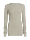 Rick Owens Open-back Ribbed Wool Top In Pearl
