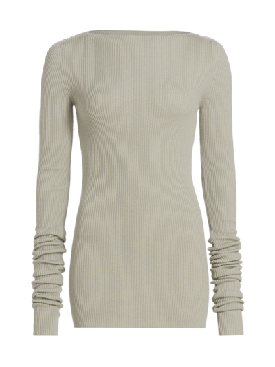 Rick Owens Al Rib-knit Wool Sweater In Pearl