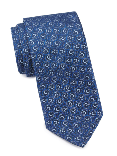 Charvet Neat Swirl Bean Silk Tie In Blue