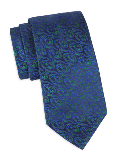 Charvet Rose Silk Jacquard Tie In Blue Green