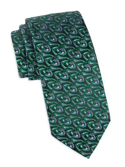 Charvet Rose Silk Jacquard Tie In Green Blue