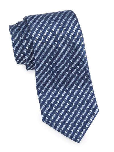 Charvet Seersucker Striped Silk Tie In Navy Blue