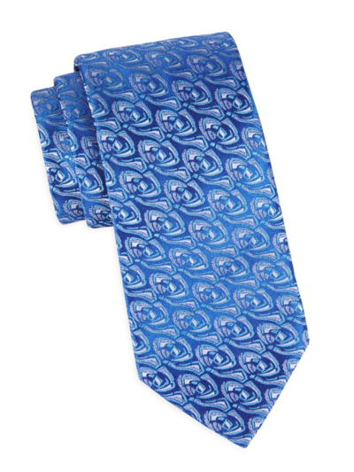 Charvet Rose Jacquard Silk Tie In Blue