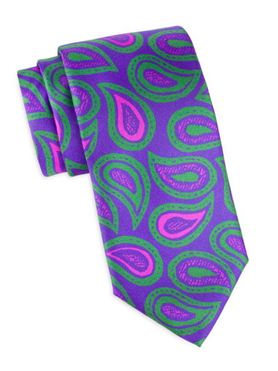 Charvet Novel Paisley Silk Tie In Purple Green