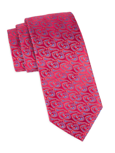 Charvet Rose Silk Jacquard Tie In Red Blue