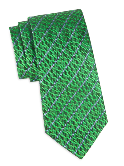 Charvet Stripe Bold Silk Jacquard Tie In Green Blue