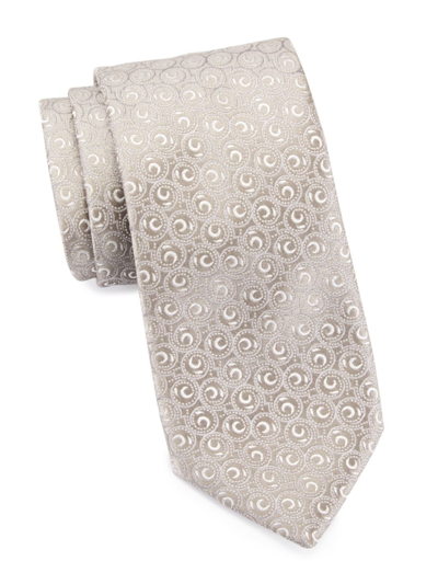 Charvet Neat Swirl Bean Silk Tie In Silver