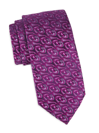 Charvet Rose Silk Jacquard Tie In Purple Pink